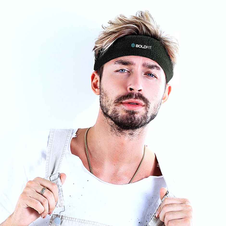 Boldfit Cotton Headbandsports Headband For Gym & All Sports - Black